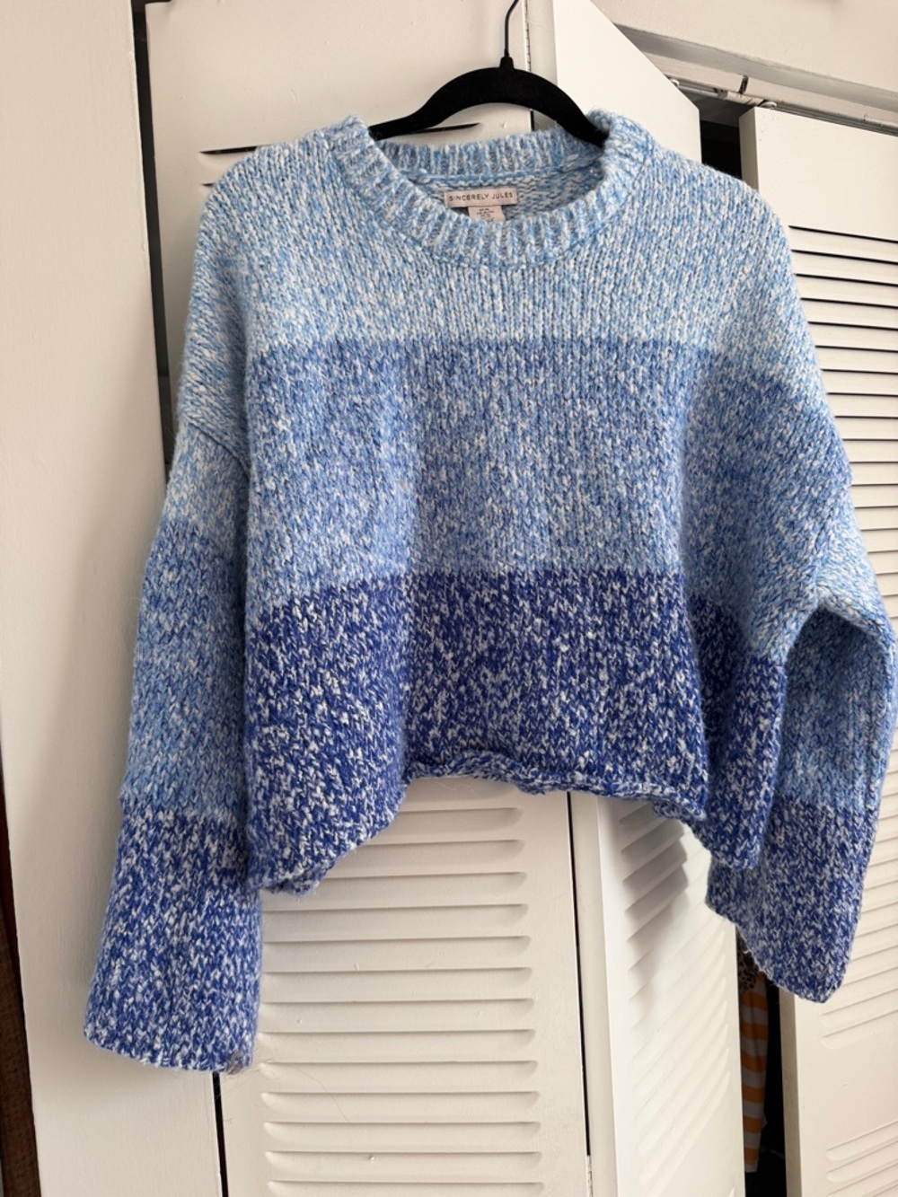 Sincerely Jules Blue Ombre Marled Crewneck Sweater